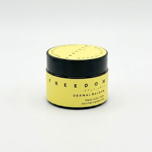 Jar of 'Freedom' balm on a white background