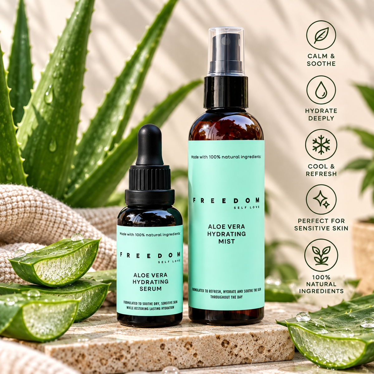 Aloe Vera Hydration Duo - Hydrating Serum and Hydrating Mist Spray