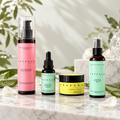 The 4-Step Freedom Self-Love Hydration & Barrier Ritual natural skincare products displayed together.