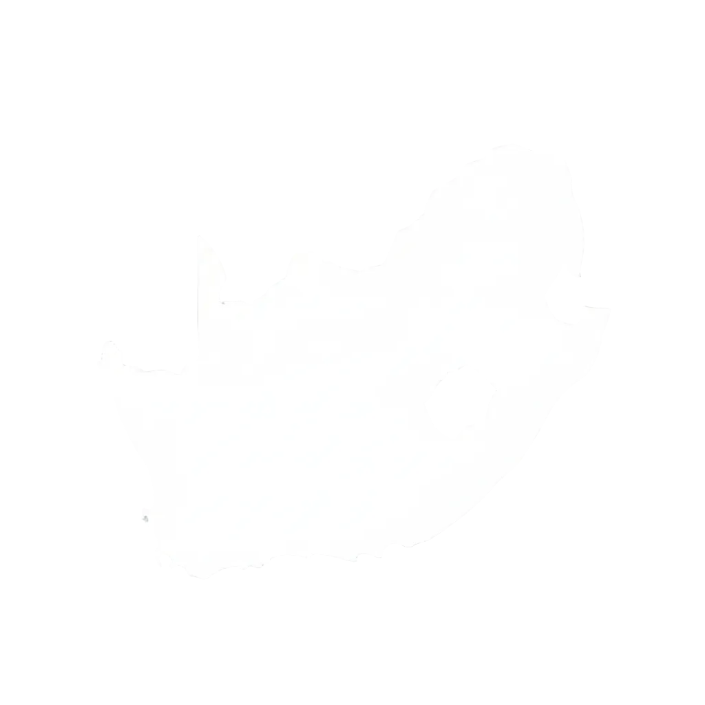 White silhouette of South Africa on a transparent background